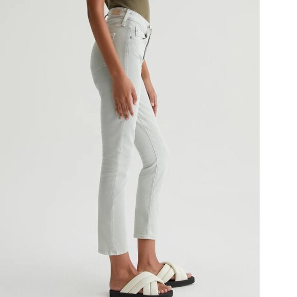 AG Adriano Goldschmied Mari Crop Slim Straight Pastel Green Jeans High Waist - Picture 5 of 9